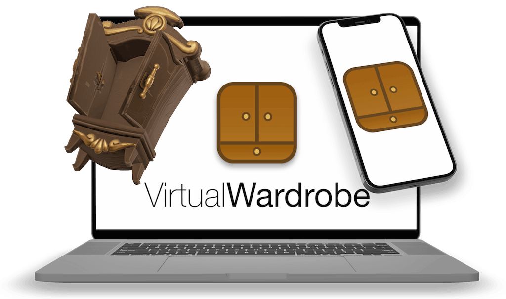 picture of a mac and iphone with the virtualwardrobe application on their screens